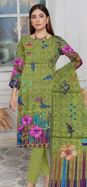 Olive Bloom – Unstitched 3-Piece Lawn Suit