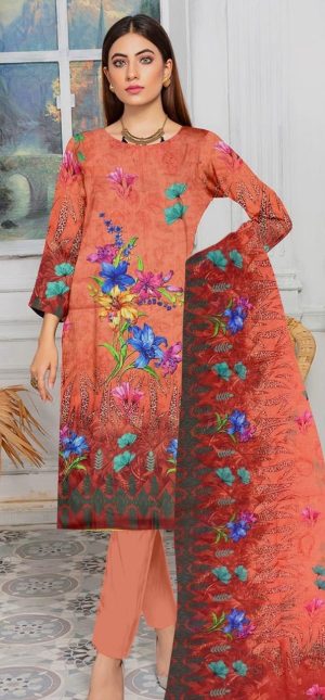Autumn Flame – Unstitched 3-Piece Lawn Suit