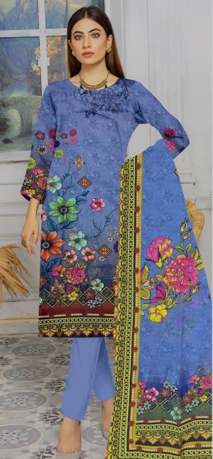 Royal Periwinkle – Unstitched 3-Piece Lawn Suit