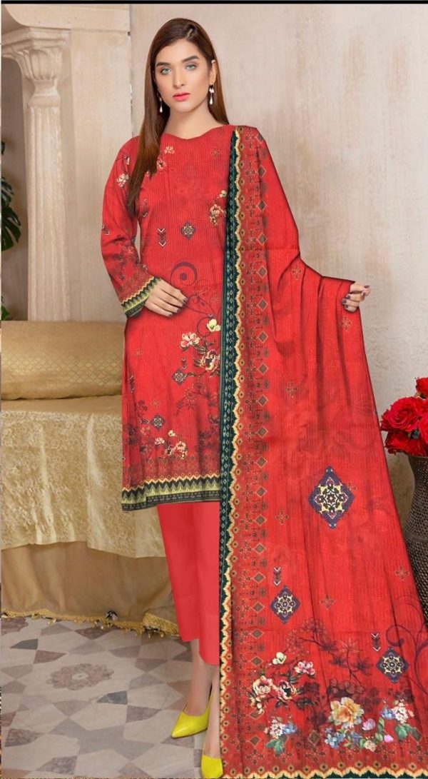 Crimson Charm Unstitched 3-Piece Lawn Suit