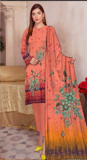 Sunset Bloom - Unstitched 3-Piece Lawn Suit