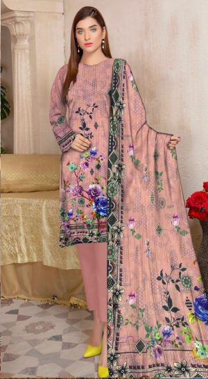 Blossom Dusk - Unstitched 3-Piece Lawn Ensemble