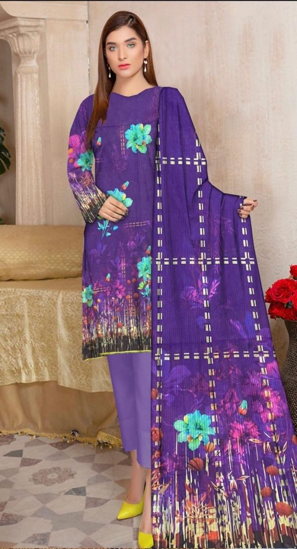 Royal Violet Unstitched 3-Piece Lawn Suit
