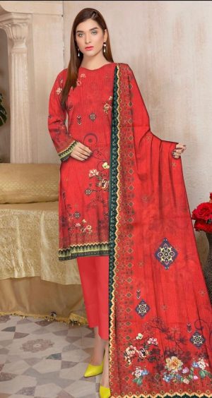 Crimson Charm Unstitched 3-Piece Lawn Suit