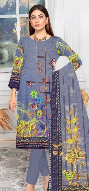 Midnight Bloom - 3 Piece Unstitched Lawn Suit