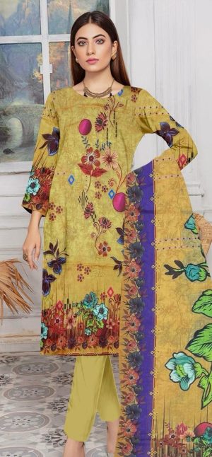 Golden Bloom – Unstitched 3-Piece Lawn Suit